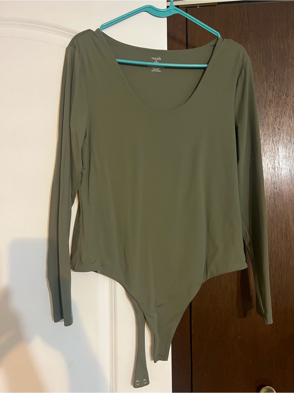 nuuds Olive Scoop Neck Long Sleeve Bodysuit